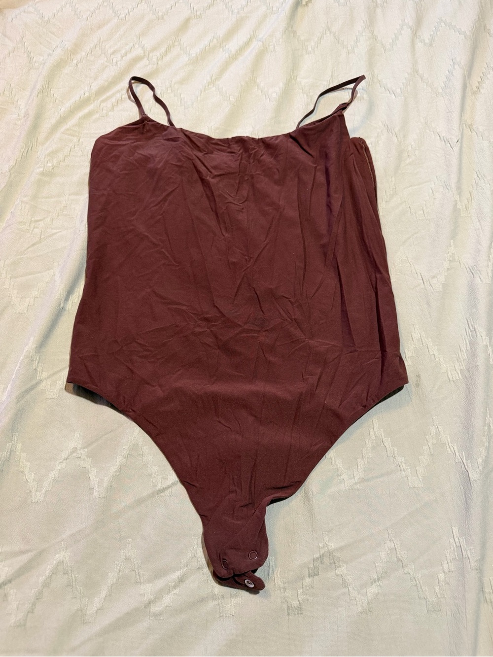 Quince brown nylon & spandex bodysuit in XL